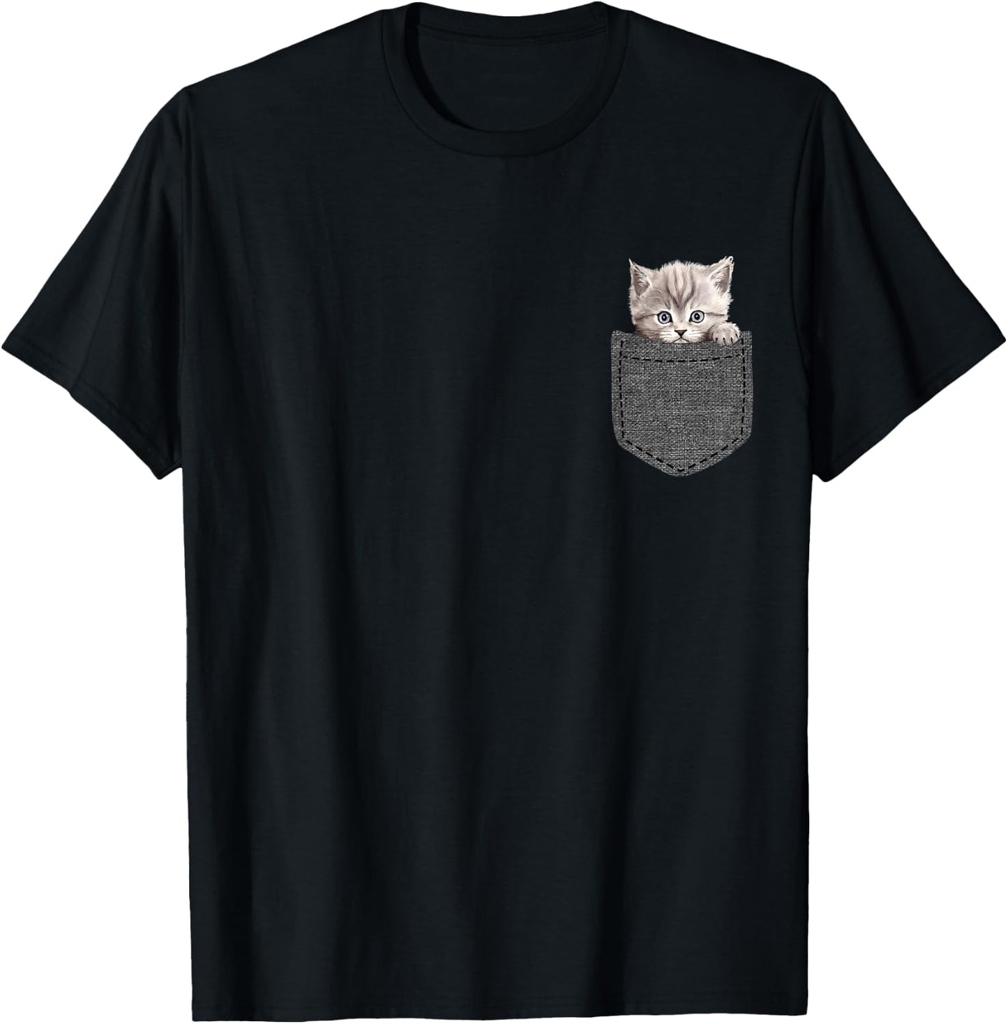 Cat in Pocket T-Shirt - T-Shirt | Black