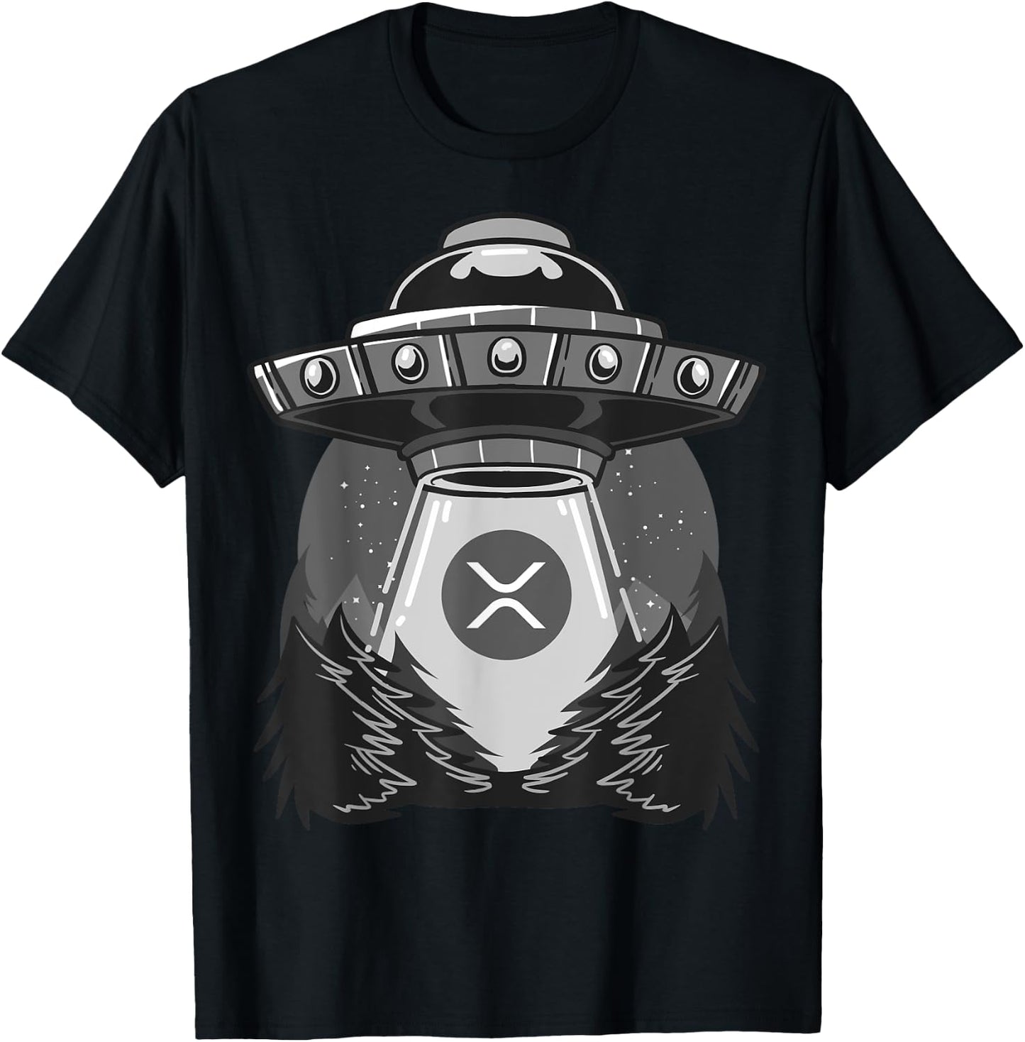 Spaceship UFO XRP Cryptocurrency T-Shirt - T-Shirt | Black