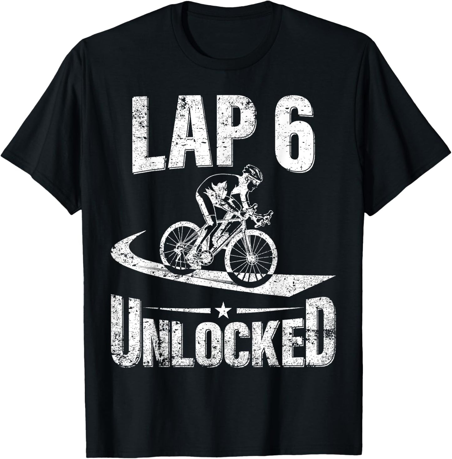 6th Birthday Party Lap 6 Unlocked 6 Year Old Cyclist Bike T-Shirt - T-Shirt | Black