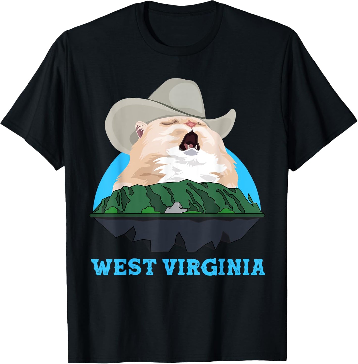 West Virginia Cowboy Cat Singing Meme Meowdy T-Shirt - T-Shirt | Black