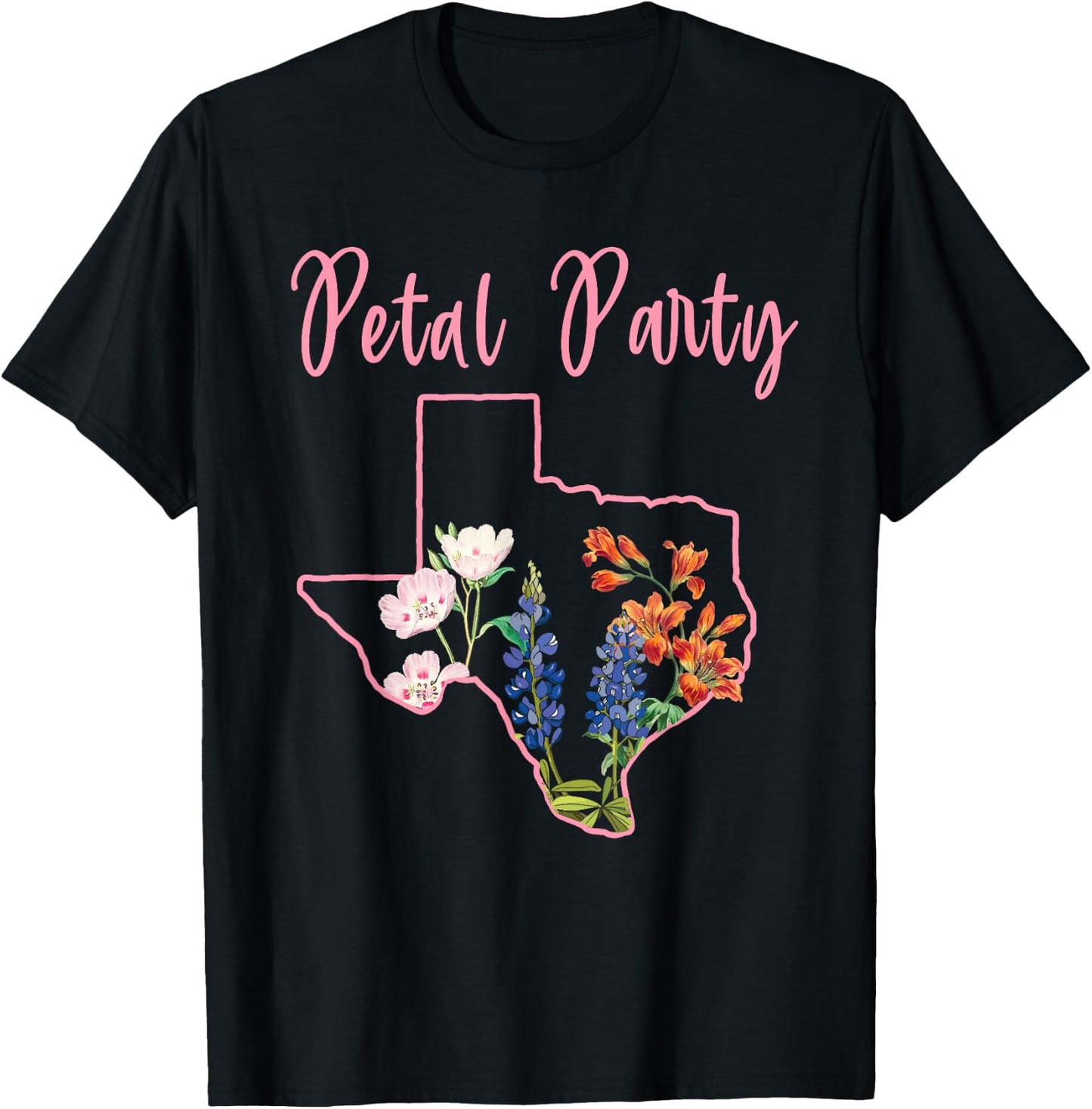 Wildflower Fields Wildflowers Bluebonnet Texas Spring T-Shirt - T-Shirt | Black