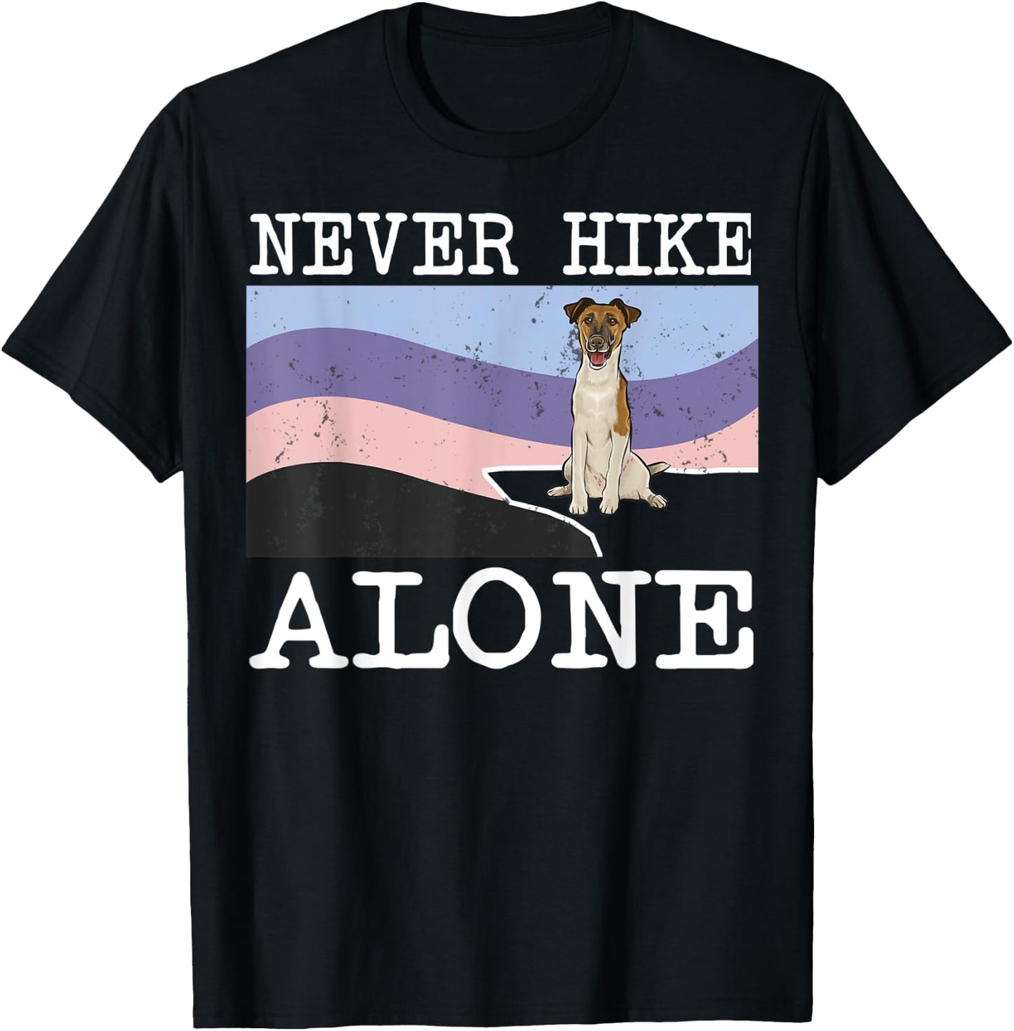 Never Hike Alone Smooth Fox Terrier Dog Hiking Men Women Kids T-Shirt - T-Shirt | Black