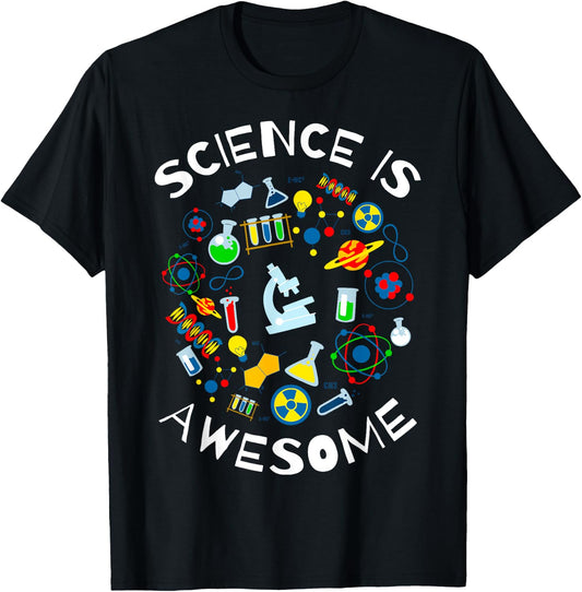 Science is Awesome Funny Geek Nerd Gift Teacher STEM Women Kids T-Shirt - T-Shirt | Black