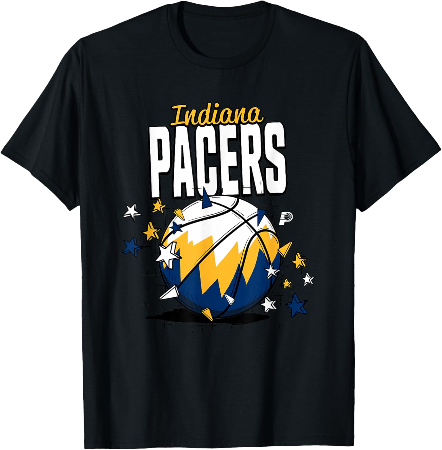 NBA Indiana Pacers Basketball Doodle Stars T-Shirt - T-Shirt | Black