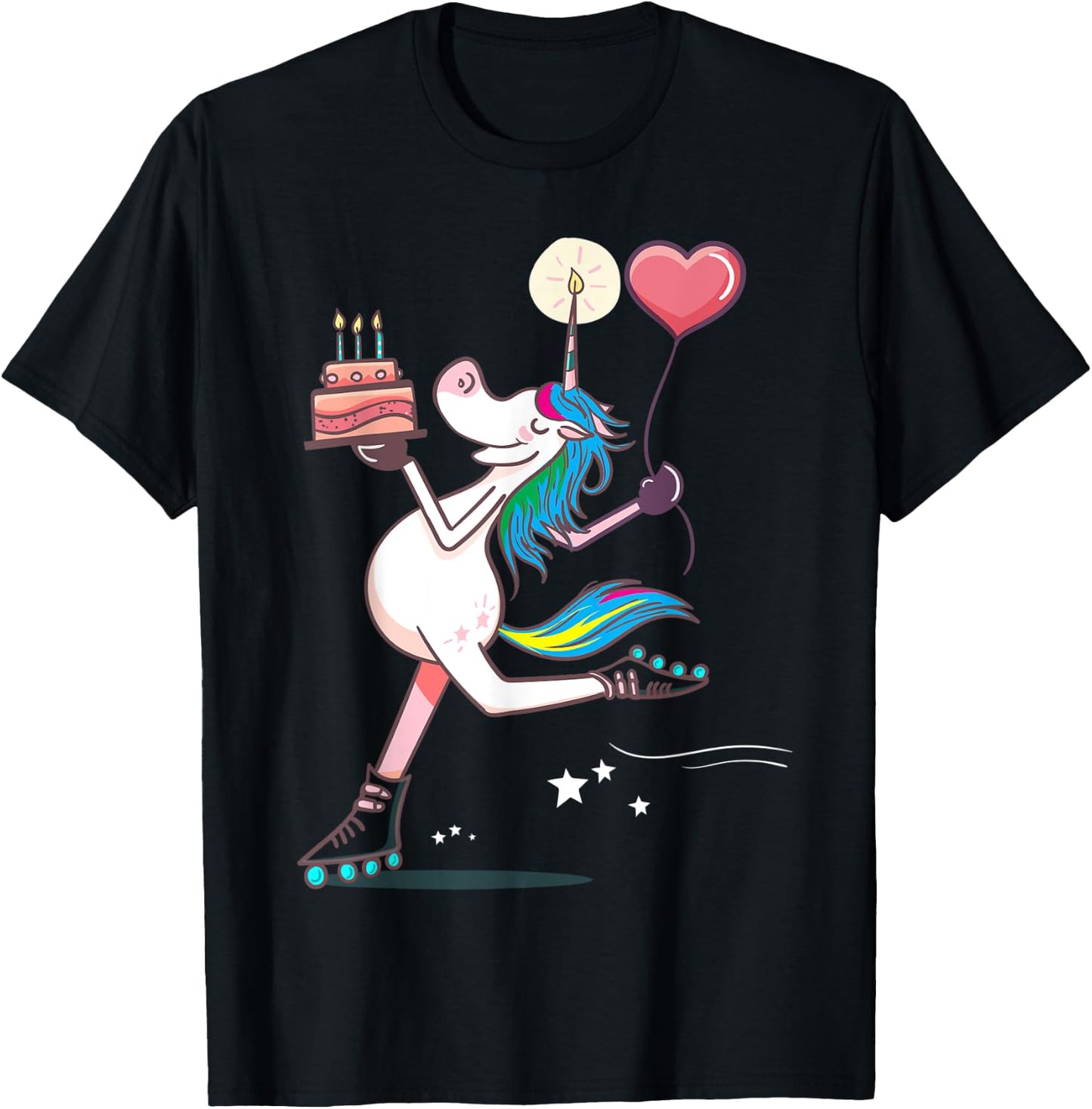 Funny Unicorn Skating Birthday Rainbow Magical Girl Gifts T-Shirt - T-Shirt | Black
