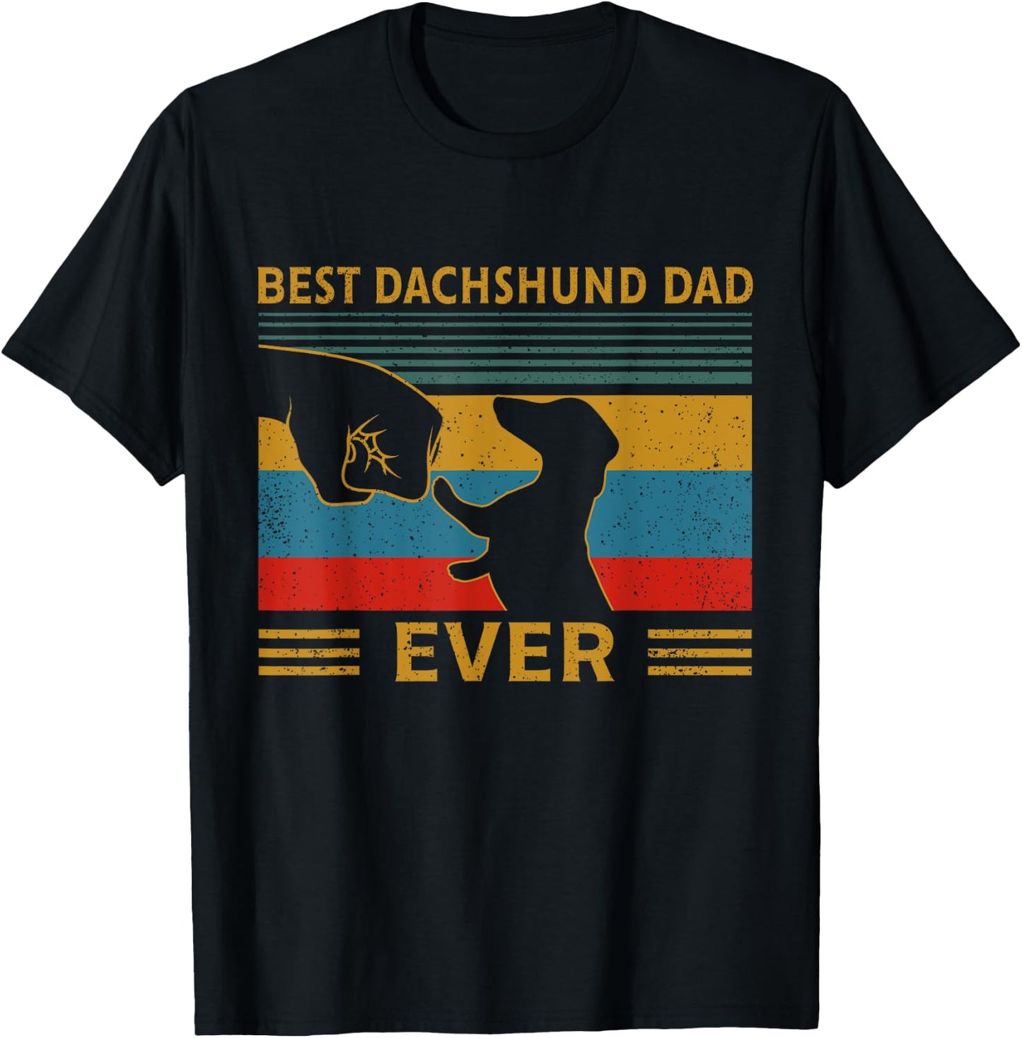 Best Dachshund Dad Ever Funny Weiner Dog Men Gifts T-Shirt - T-Shirt | Black