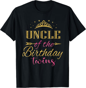 Uncle Of The Birthday Twins Kids Party T-Shirt - T-Shirt | Black