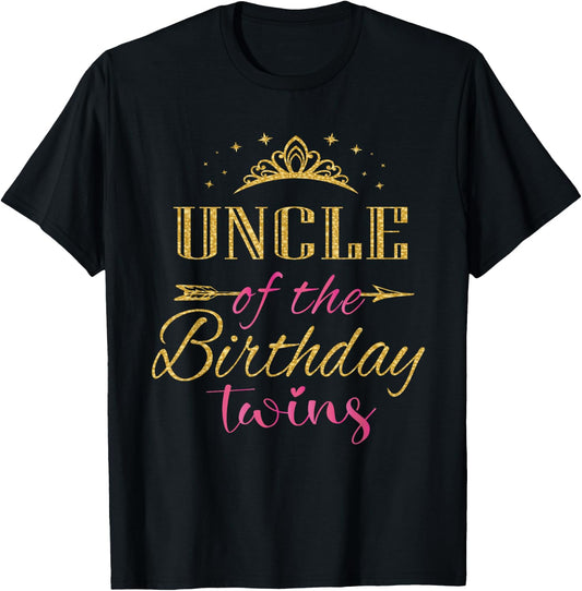 Uncle Of The Birthday Twins Kids Party T-Shirt - T-Shirt | Black