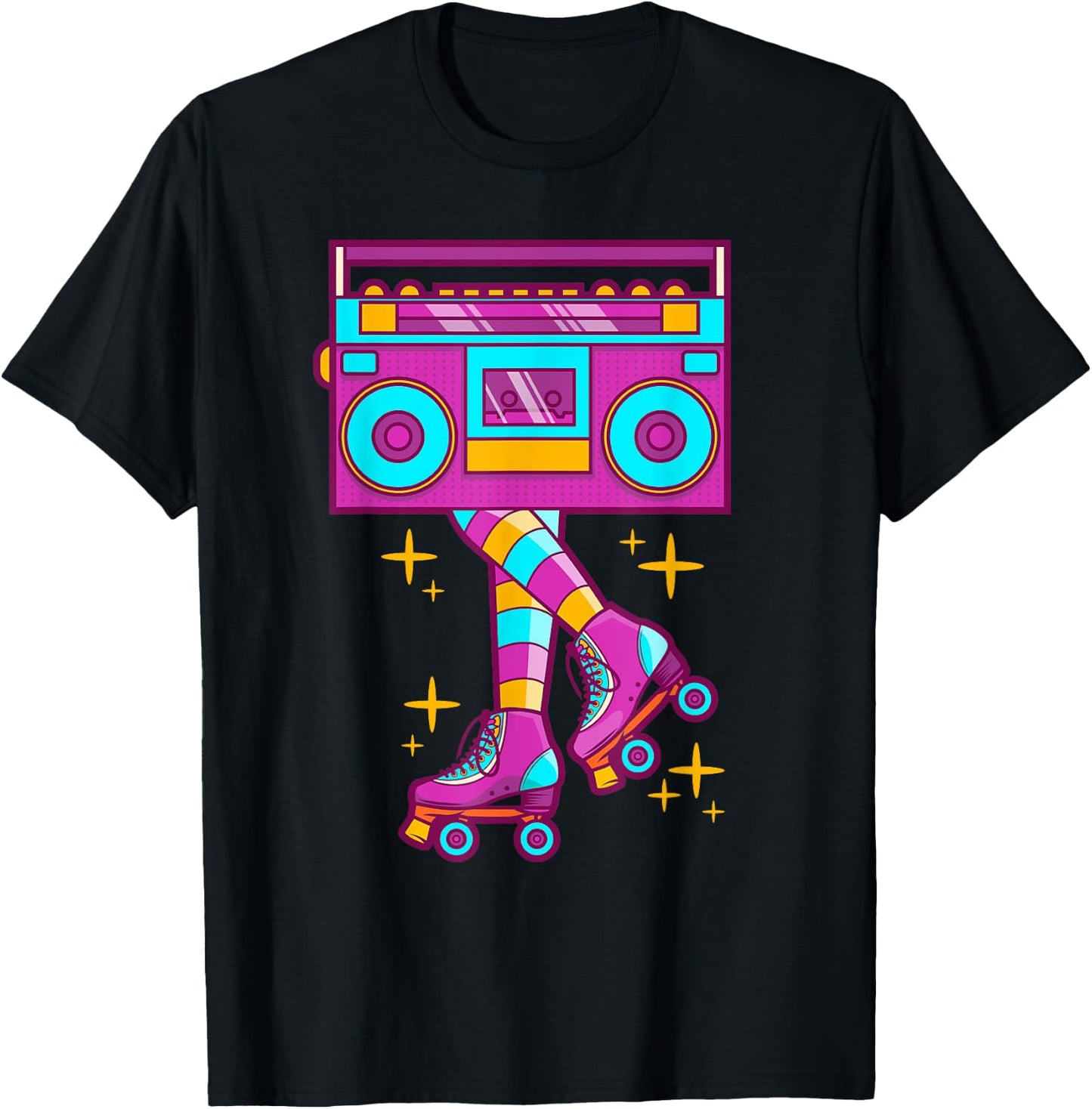 Retro Rollerskates Funny 80's Roller Disco Skating Girl Gift T-Shirt - T-Shirt | Black