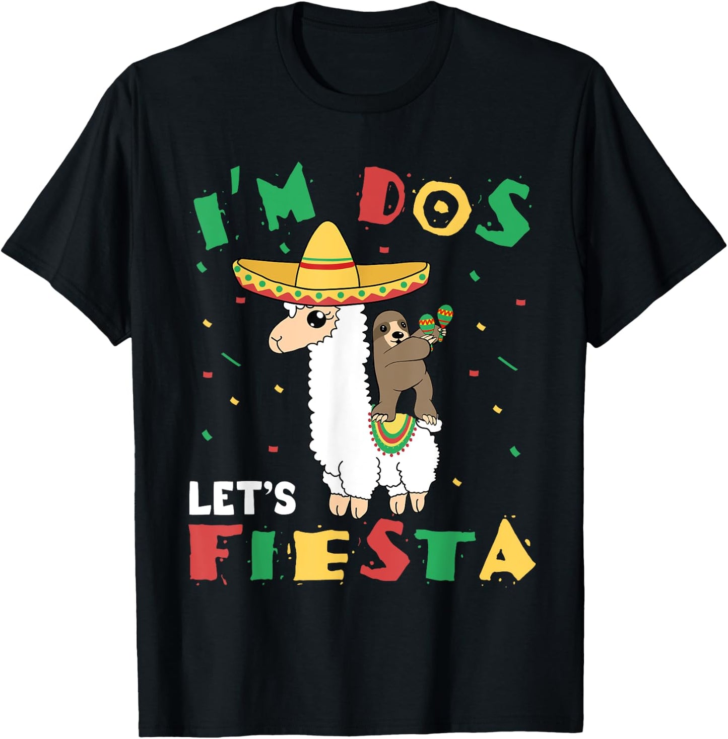 I'm Dos Let's Fiesta 2nd Birthday 2 Year Old Taco Twosday T-Shirt - T-Shirt | Black