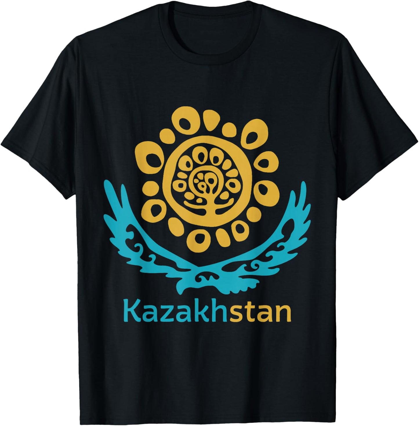 Republic of Kazakhstan Qazaqstan Kazakh Kazakh Flag T-Shirt - T-Shirt | Black