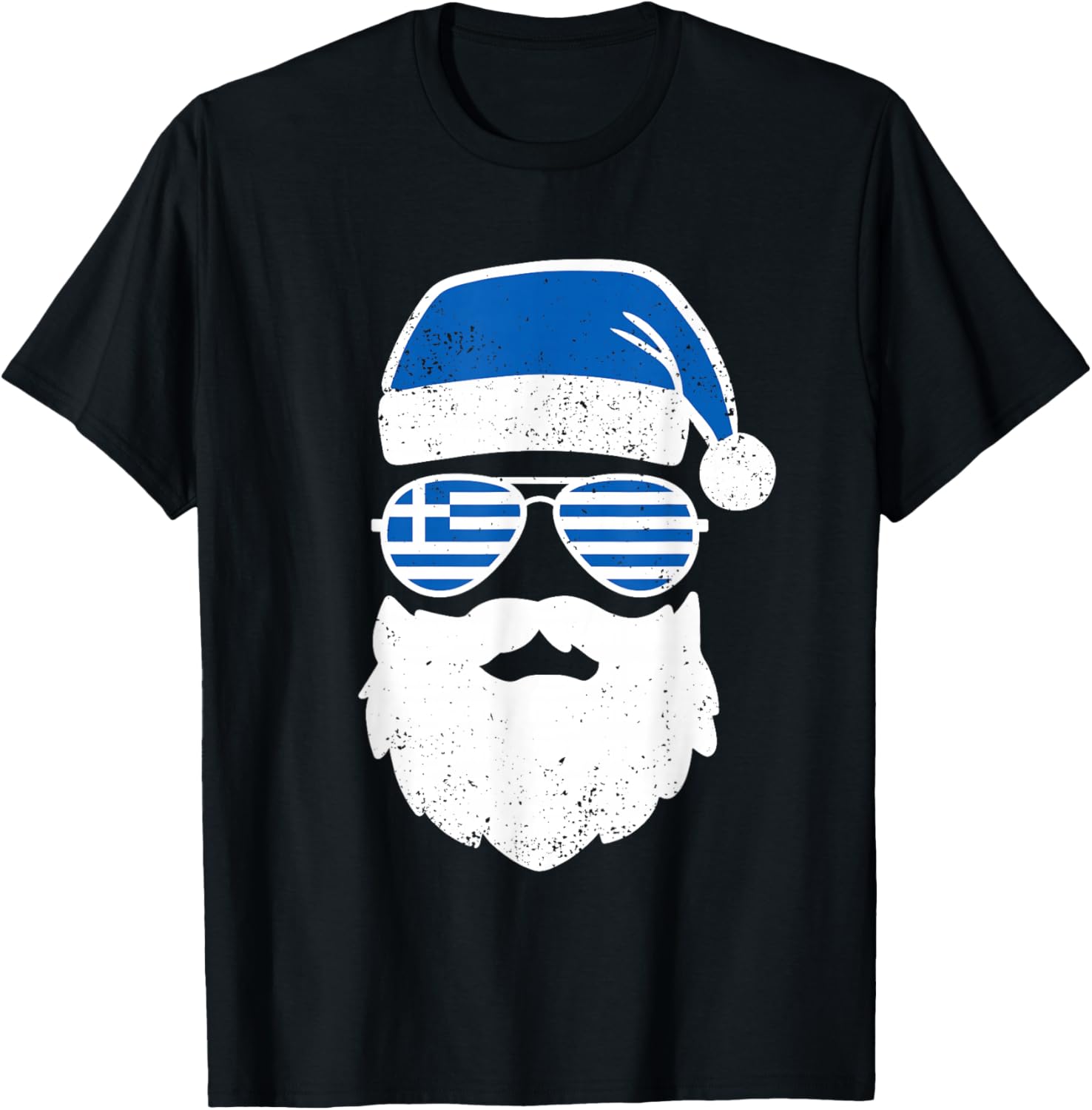 Greek Orthodox Christmas Santa Claus Greece Flag Greek T-Shirt - T-Shirt | Black