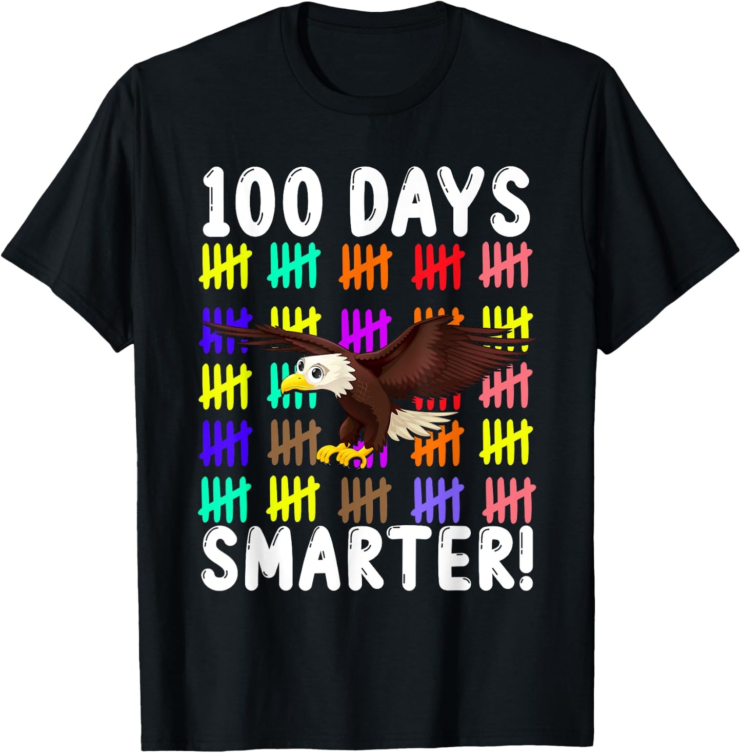 Animal Bird Cute Eagle Student Kids Gift 100 Days Of School T-Shirt - T-Shirt | Black