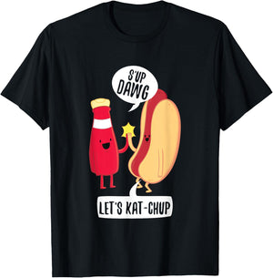 Funny What's Up Hot Dog Ketchup Hotdogolists Men Women Kids T-Shirt - T-Shirt | Black