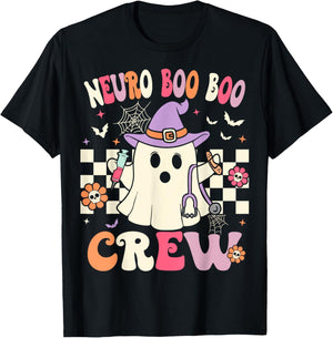 Groovy Neuro Nurse Halloween Ghost Neurology Nurse T-Shirt - T-Shirt | Black