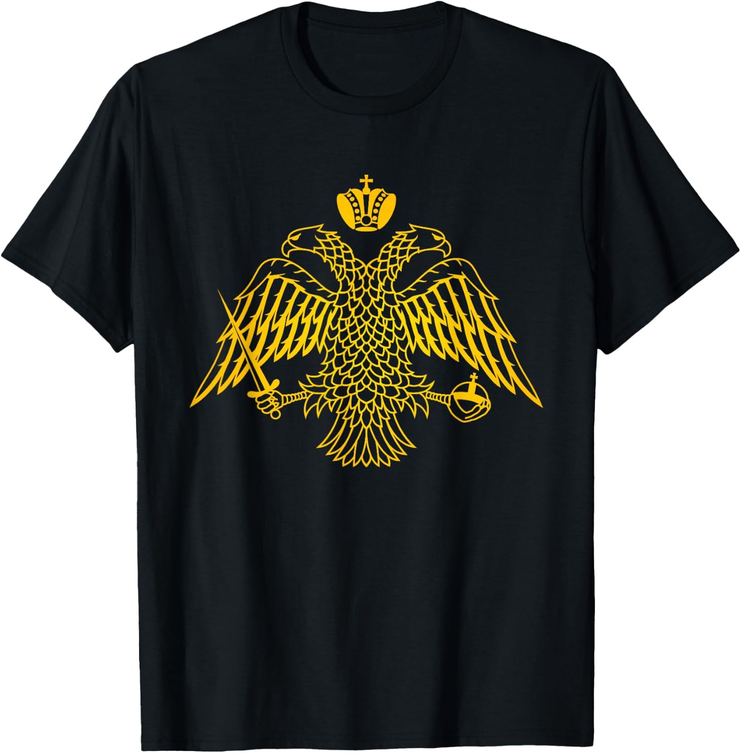 Double Headed Eagle Byzantine & Christian Orthodox Emblem T-Shirt - T-Shirt | Black