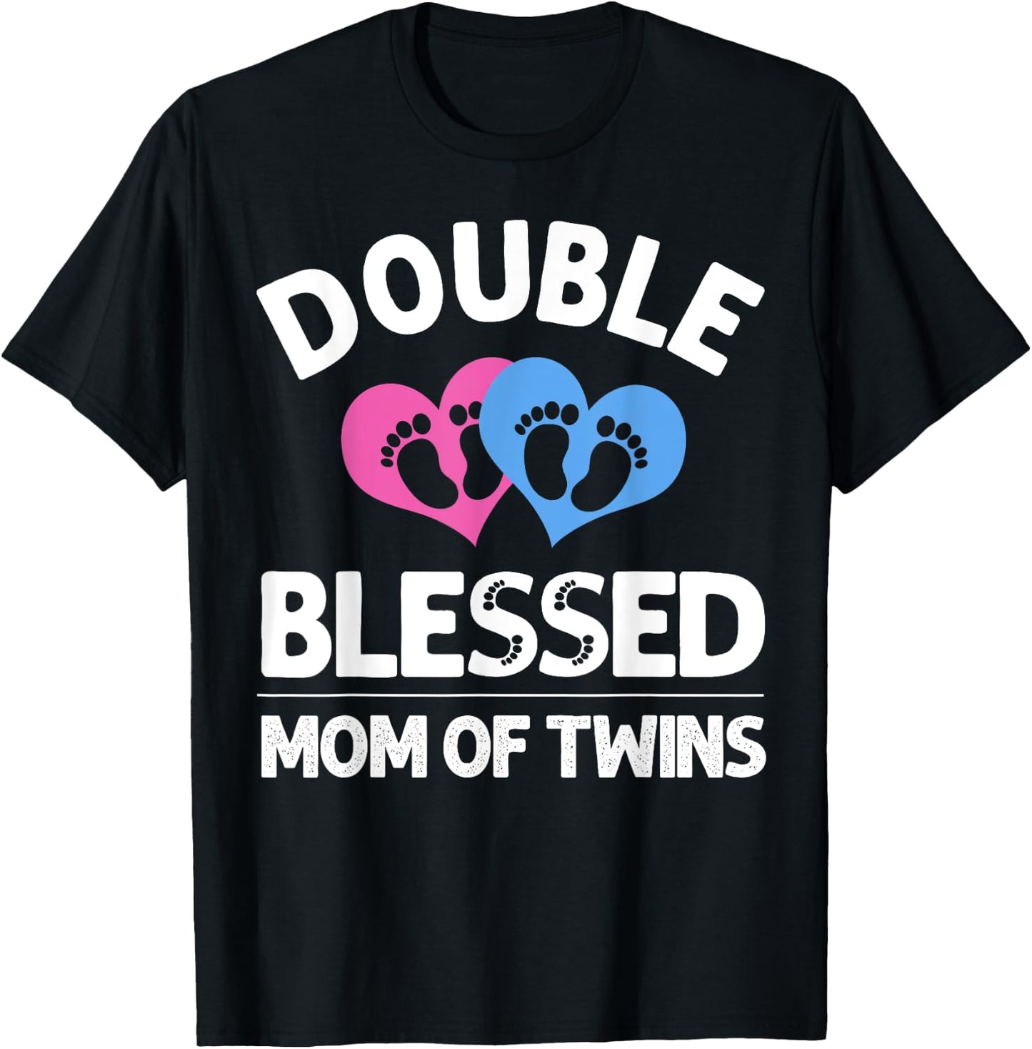 Cute Double Blessed Expectant Humor Lover Designs Funny New Mom Of Twins Gift Mother Announcement ,black,Small T-Shirt - T-Shirt | Black