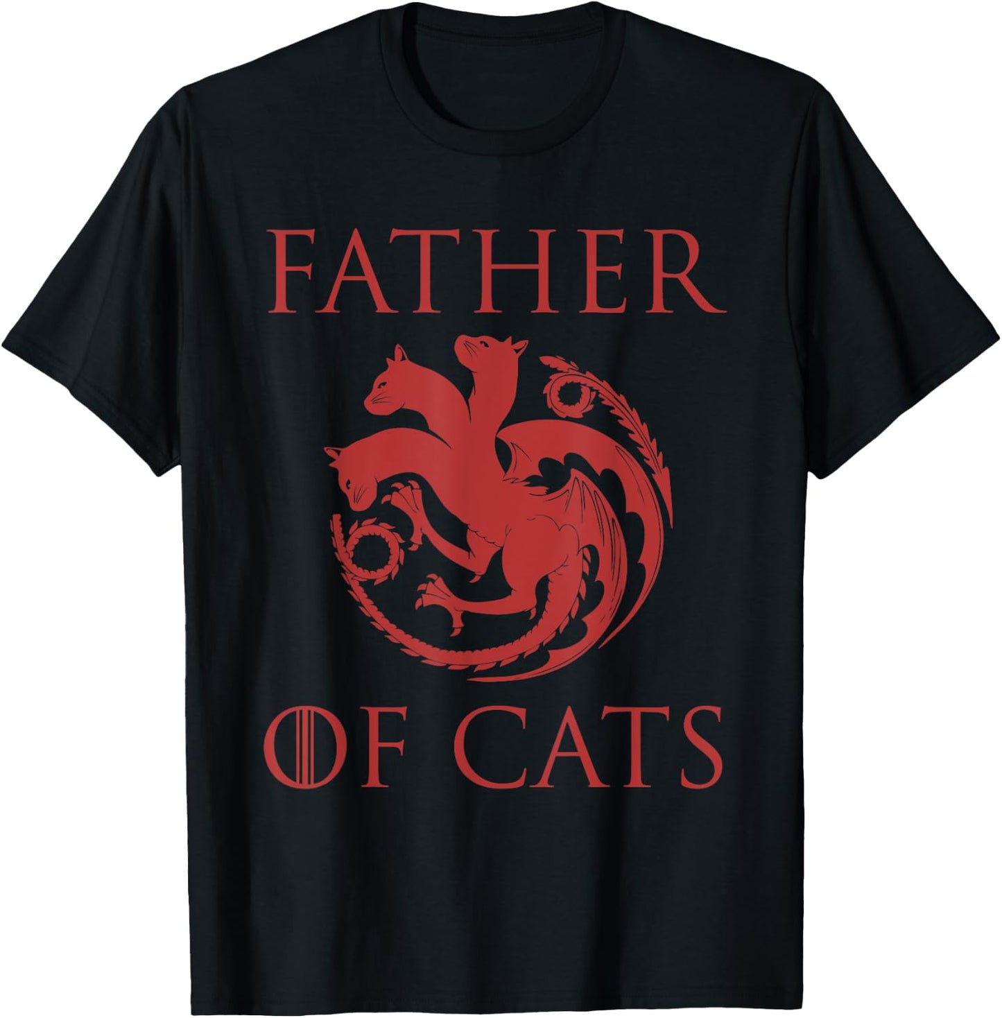 Father of Cats - Funny Cat Lover Kitten Dad Kitty T-Shirt - T-Shirt | Black