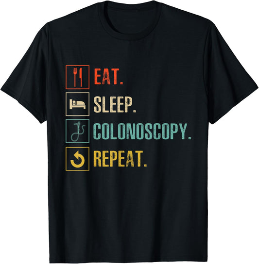 Gastroenterology Nurse Eat Sleep Colonoscopy T-Shirt - T-Shirt | Black