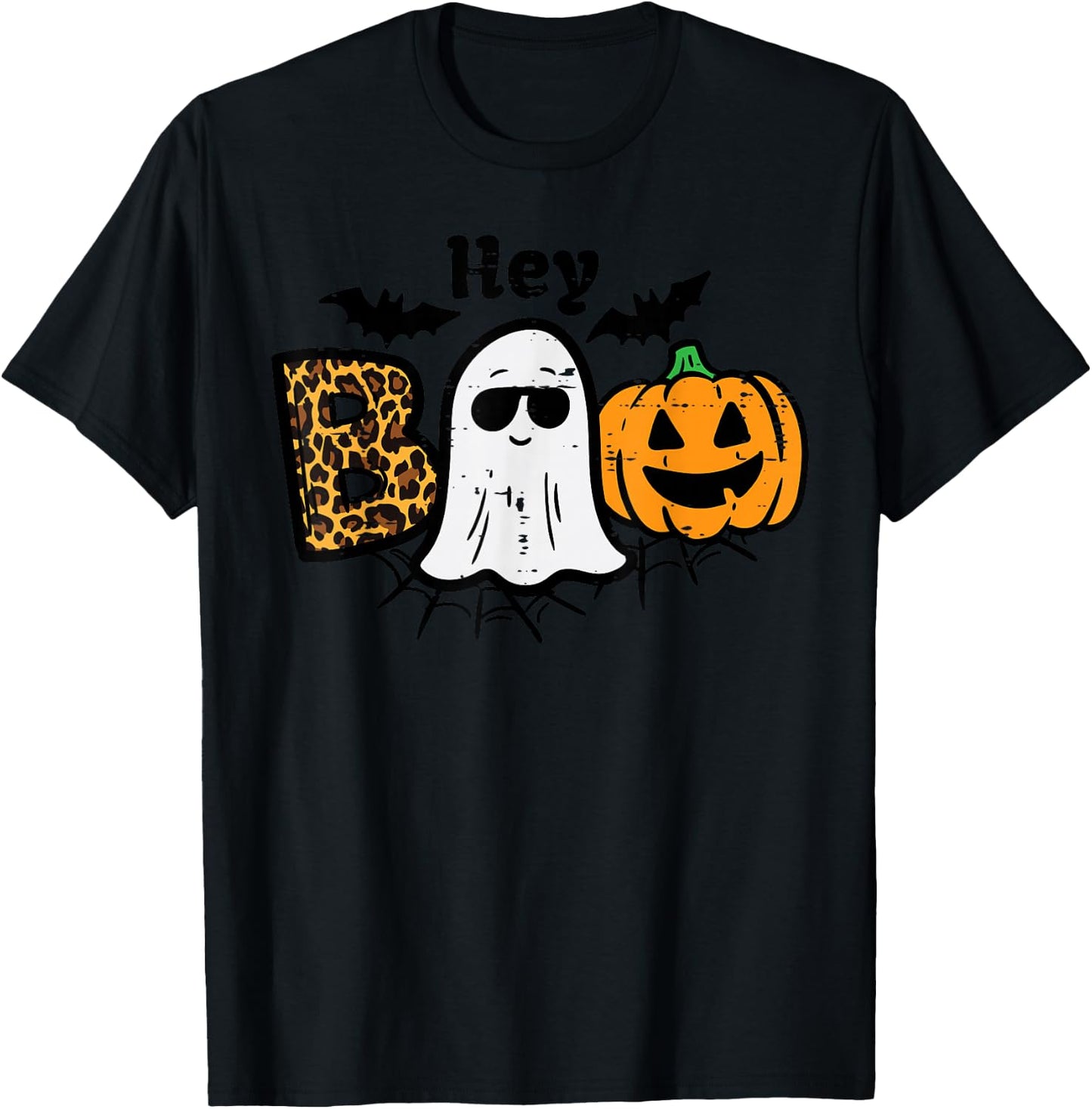 Halloween Hey Boo Ghost Pumpkin Costume Women Girls Kids T-Shirt - T-Shirt | Black