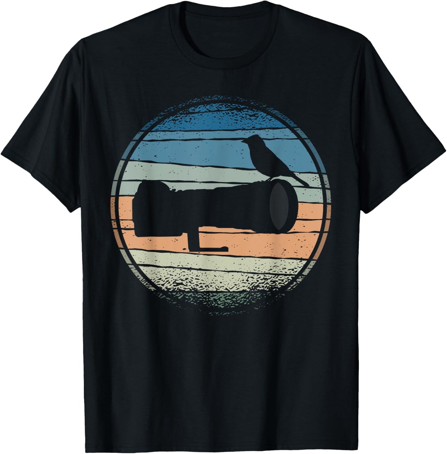 Nature Photography | Long Lens | Bird on Camera Vintage T-Shirt - T-Shirt | Black
