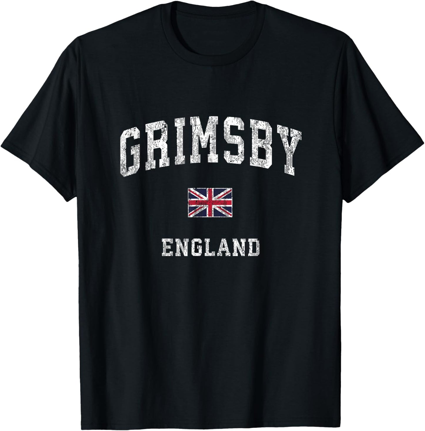 Grimsby England Vintage Athletic Sports Design T-Shirt - T-Shirt | Black