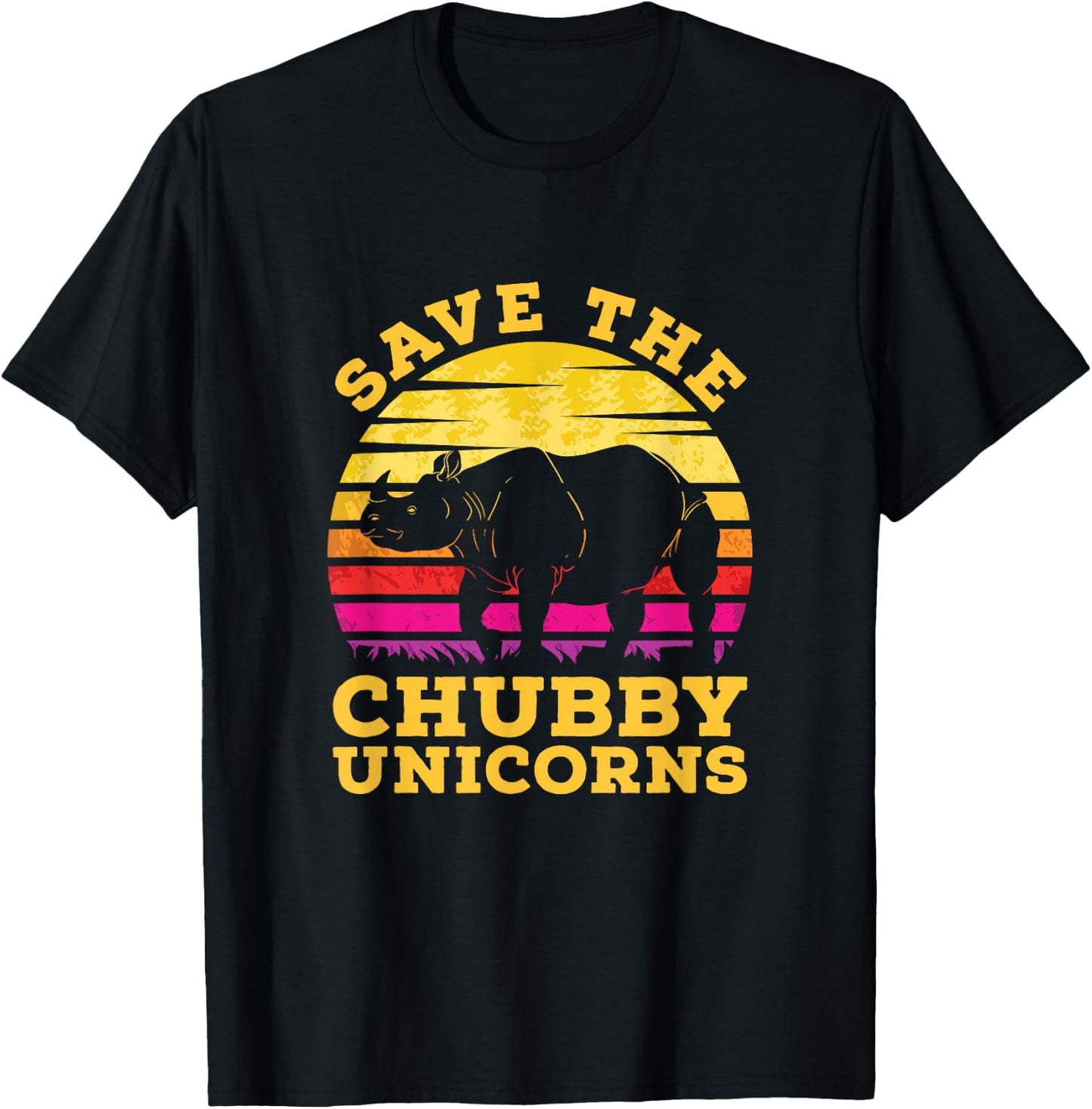 Funny Save The Chubby Unicorns Zoo Keeper Gift Rhino T-Shirt - T-Shirt | Black
