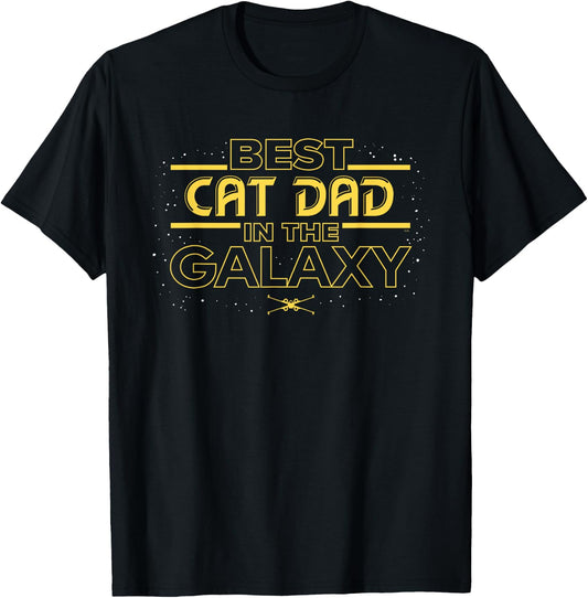 Star Wars Best Cat Dad in the Galaxy Birthday Father’s Day T-Shirt - T-Shirt | Black