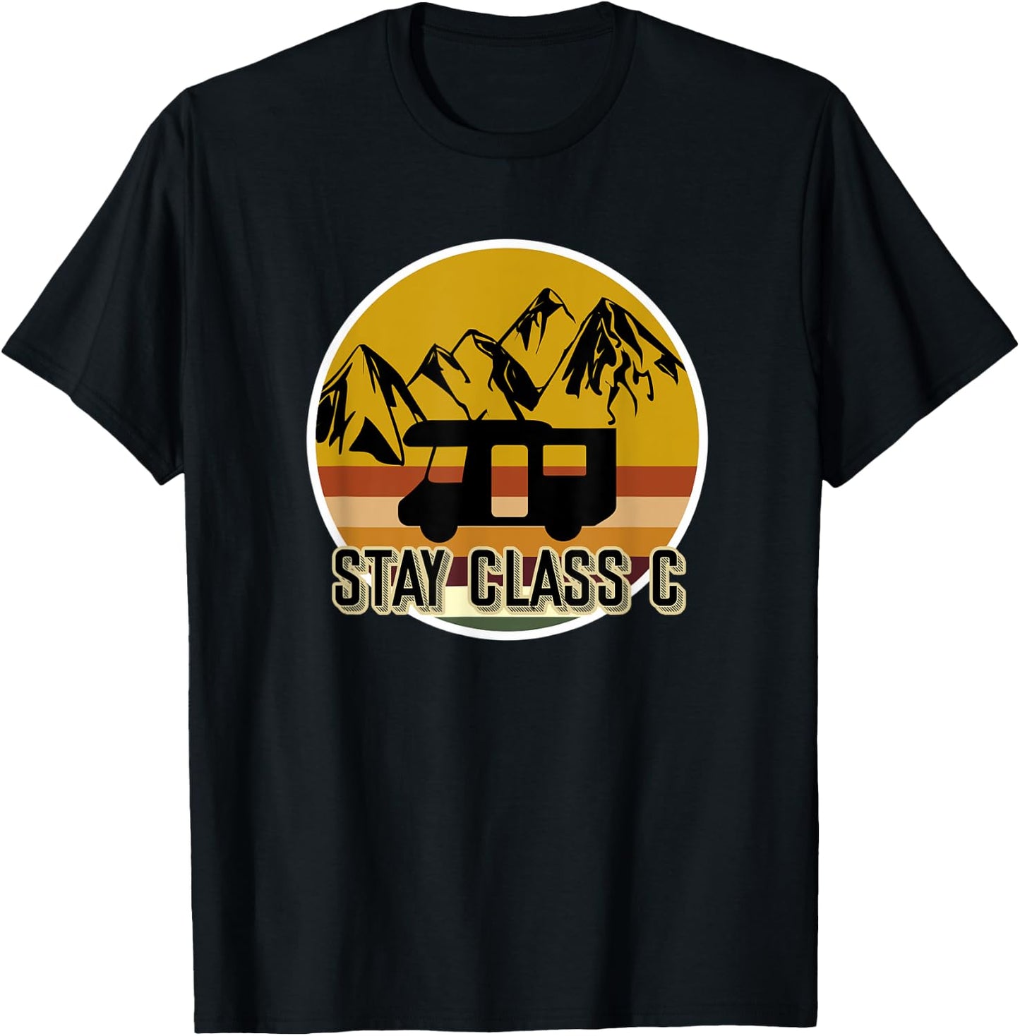 Retro Stay Class C RV Camping Funny T-Shirt - T-Shirt | Black