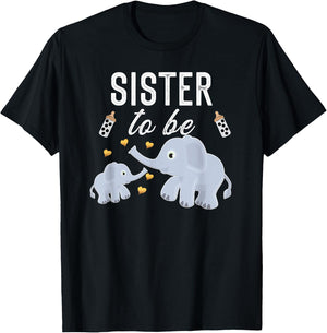 Sister To Be Elephant Baby Shower Sister Cute T-Shirt - T-Shirt | Black