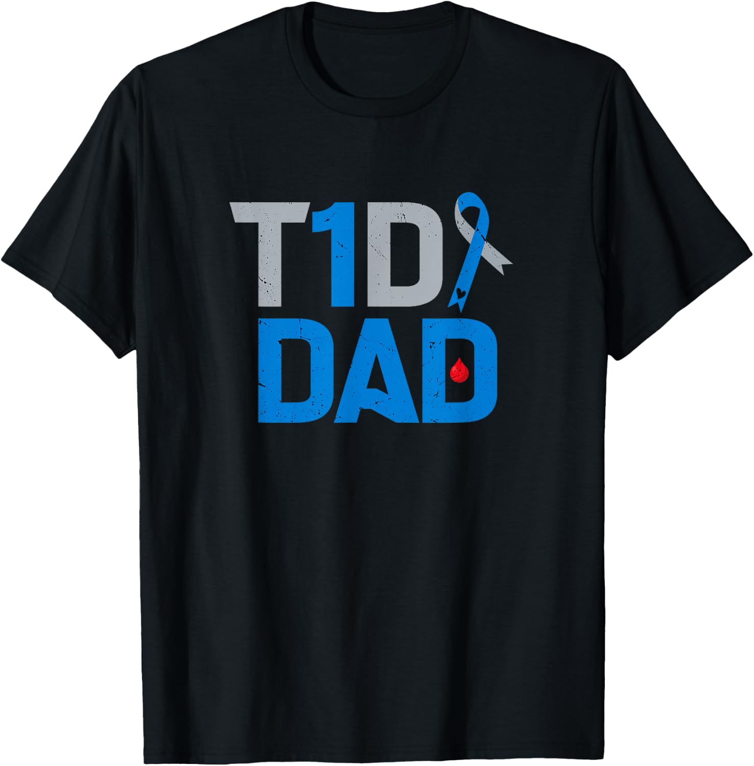 T1D Dad Diabetes Awareness Support Fight Survivor T-Shirt - T-Shirt | Black