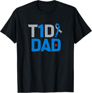 T1D Dad Diabetes Awareness Support Fight Survivor T-Shirt - T-Shirt | Black