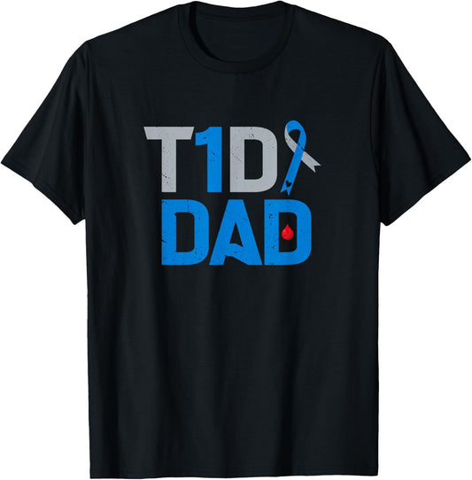 T1D Dad Diabetes Awareness Support Fight Survivor T-Shirt - T-Shirt | Black