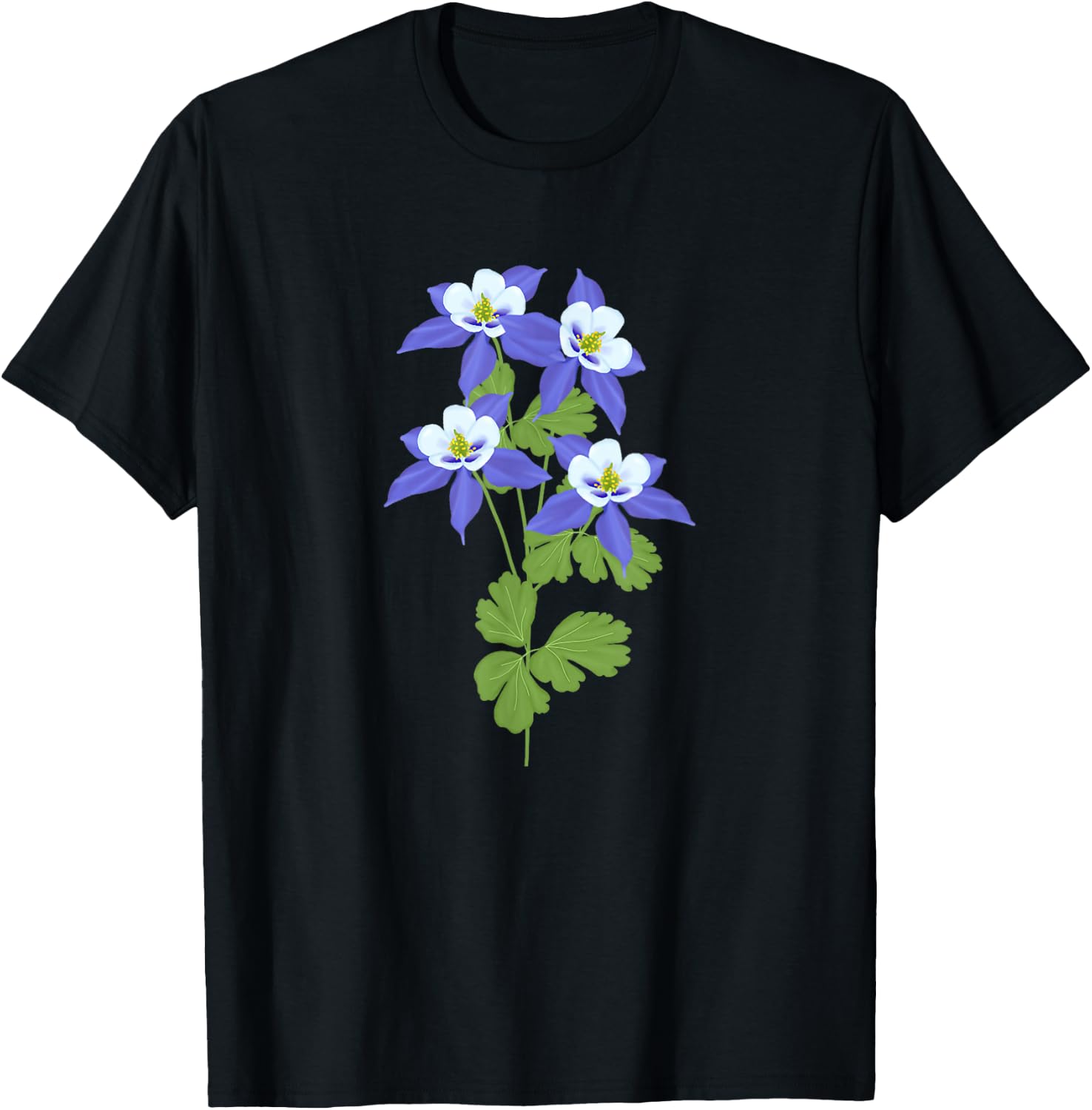 Colorado Columbine Flower Wildflower Nature Hiking Travel T-Shirt - T-Shirt | Black