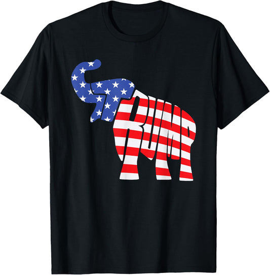 Cute Trump Gift | Proud American Flag Elephant Women T-Shirt - T-Shirt | Black