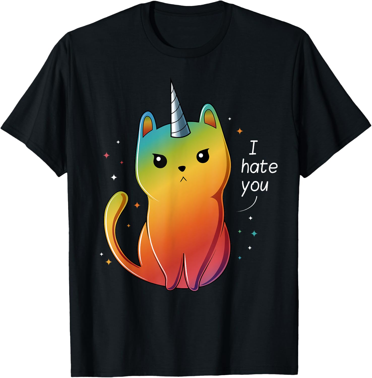 Cat Unicorn I Hate You T-Shirt - T-Shirt | Black