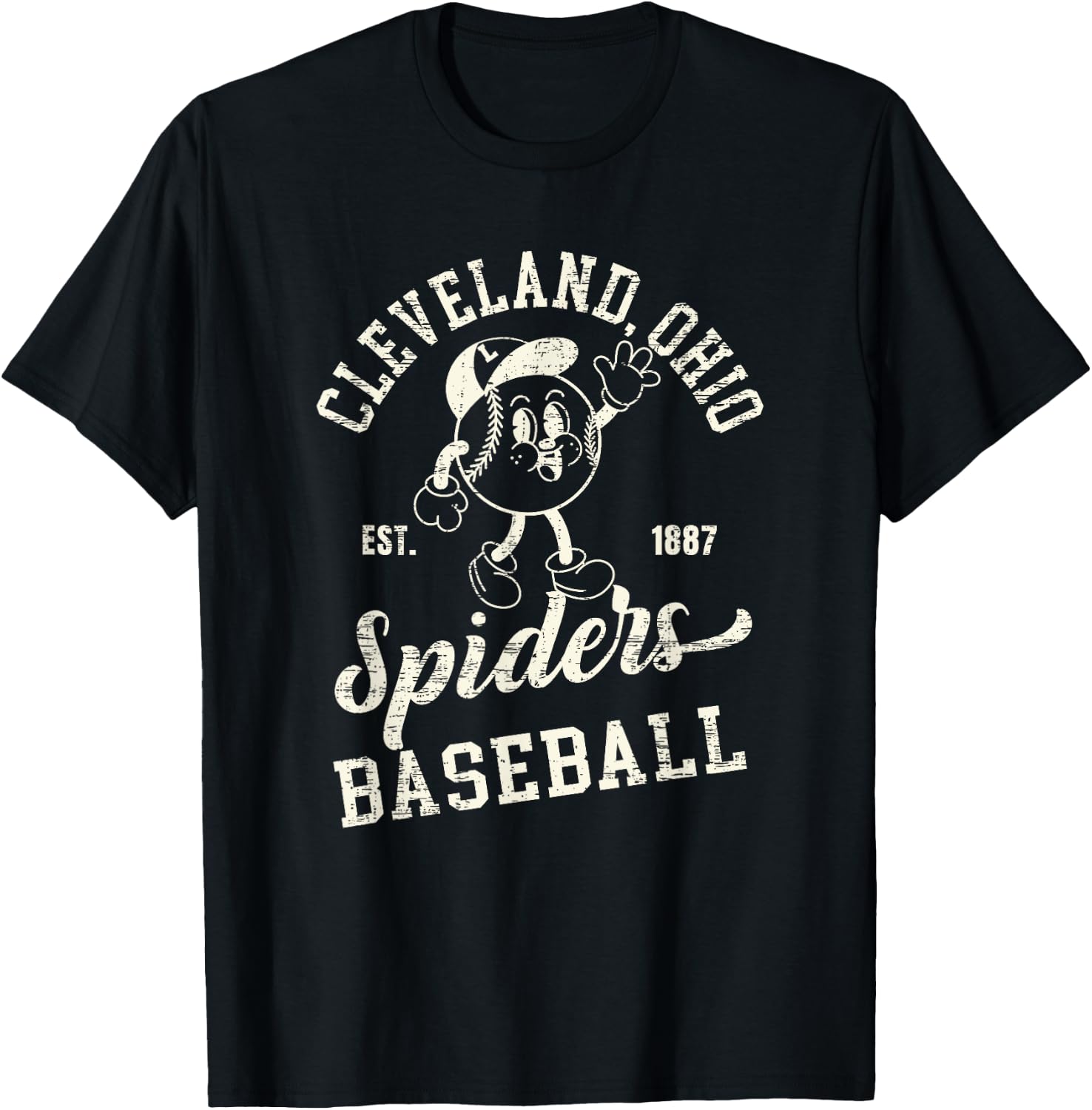Vintage Cleveland Ohio Spiders Baseball T-Shirt - T-Shirt | Black