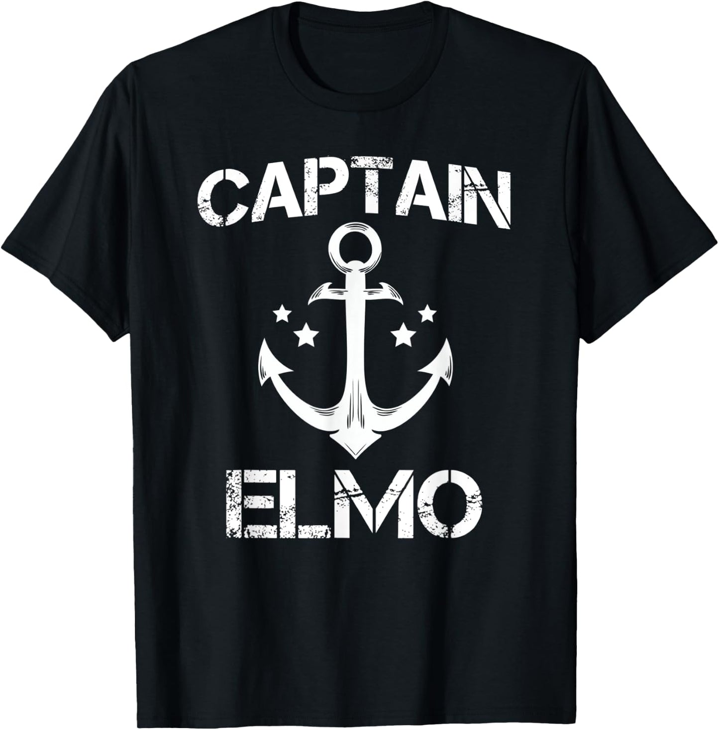 CAPTAIN ELMO Funny Birthday Personalized Name Boat Gift T-Shirt - T-Shirt | Black