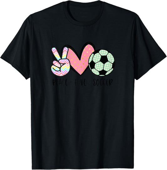 Peace Love Soccer Cute Pastel Teen Girls Toddler T-Shirt - T-Shirt | Black