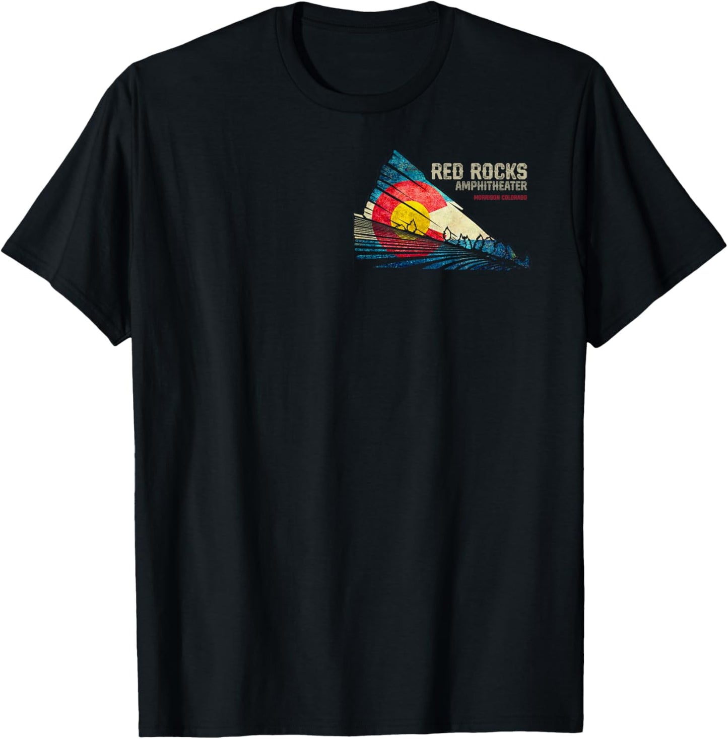 Red Rocks Amphitheater - Colorado C - State Flag T-Shirt - T-Shirt | Black