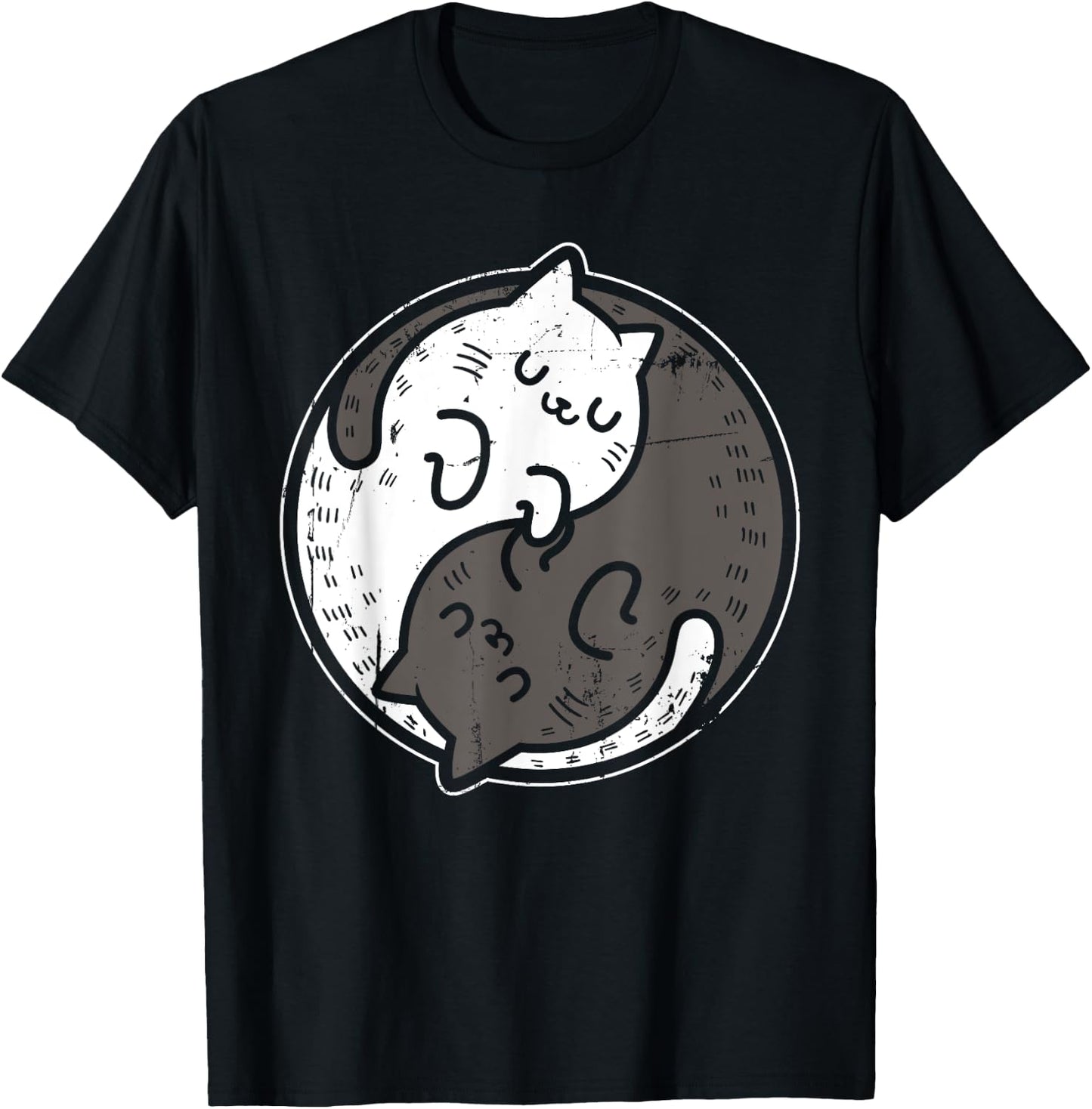 Yoga Cat Yin Yang Position Yoga Workout Gift Women T-Shirt - T-Shirt | Black