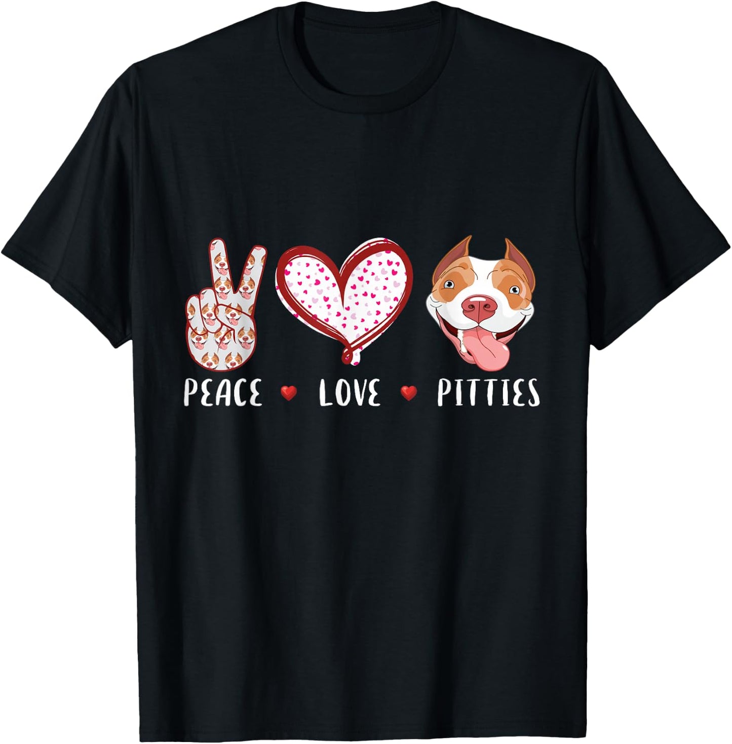 peace love pitties Pitbulls gift women kids pit bull T-Shirt - T-Shirt | Black