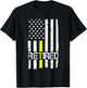Retired Dispatcher Patriotic Us Flag Thin Line Gold Shirt T-Shirt - T-Shirt | Black