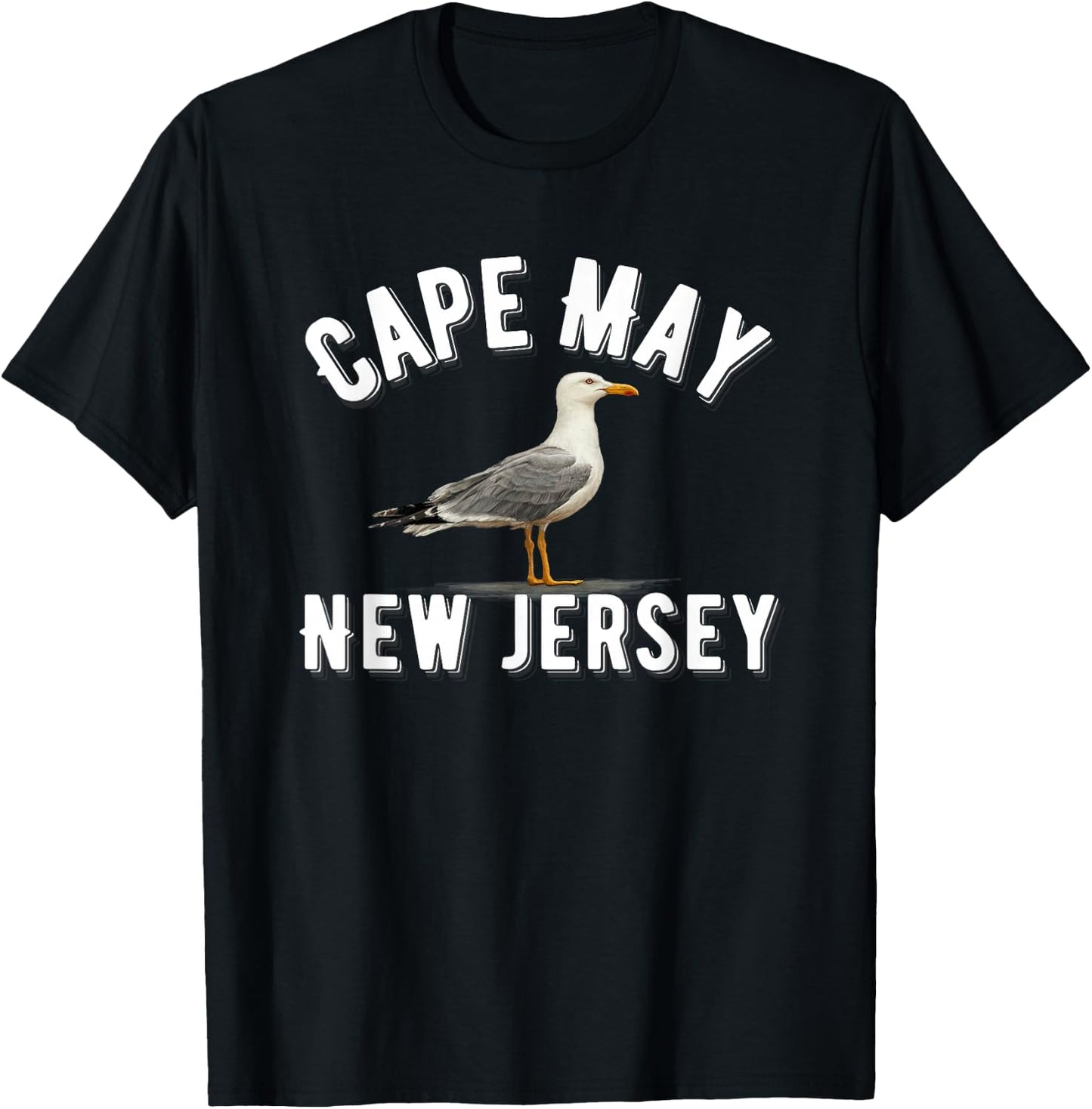 Cape May New Jersey Sea Gull Cute Beach Vacation T-Shirt - T-Shirt | Black