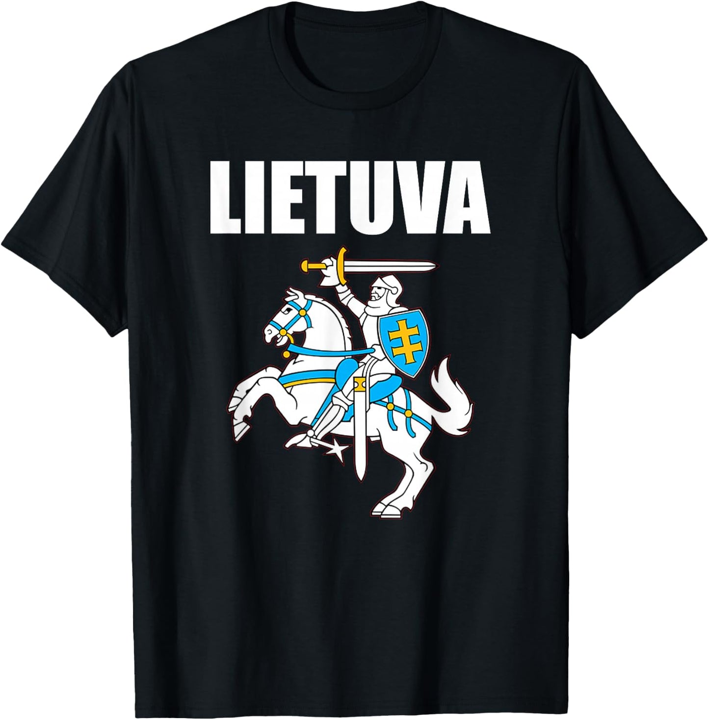Lietuviai Apparel Lithuanian Knight Gifts Vytis Lietuvos Herbas -Adults Kids Red T-Shirt - T-Shirt | Black