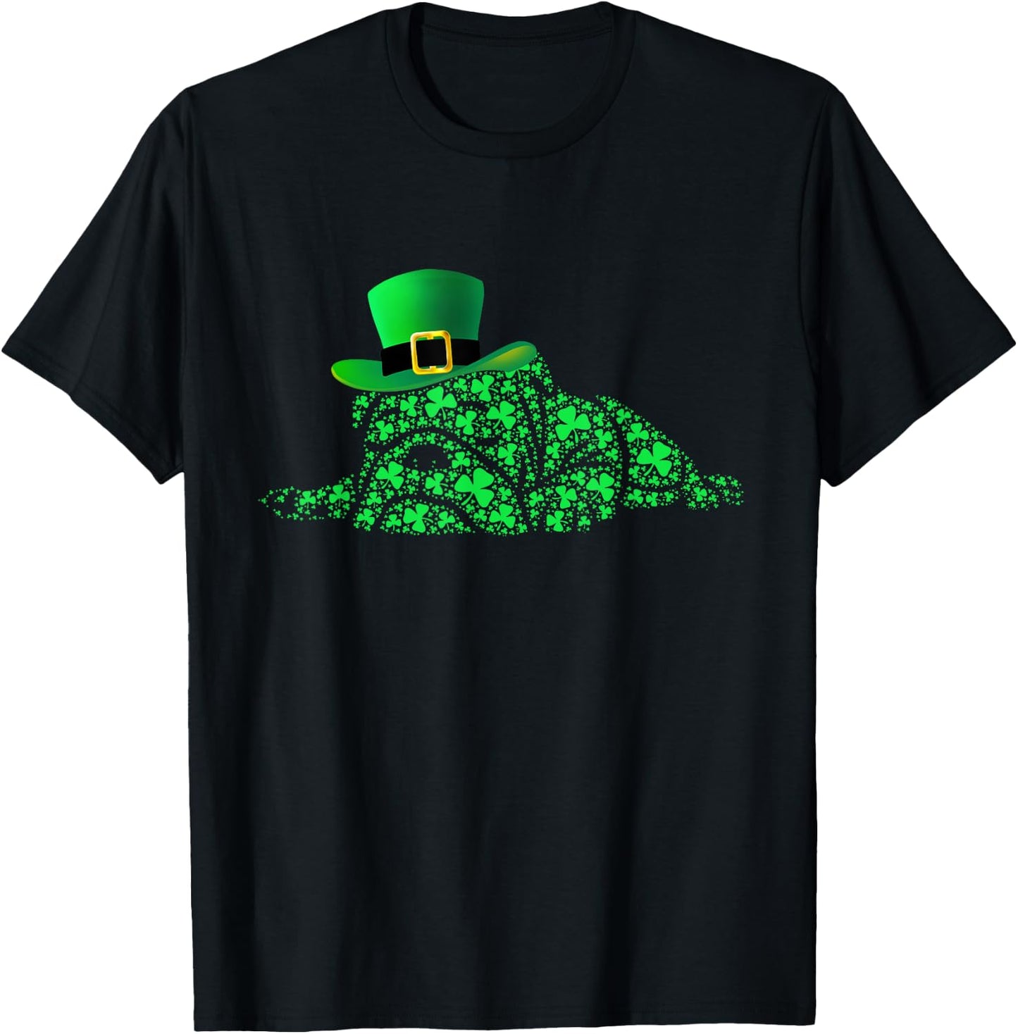 Irish English Bulldog Shamrocks Green Hat St Patricks Day Men Women Kids T-Shirt - T-Shirt | Black