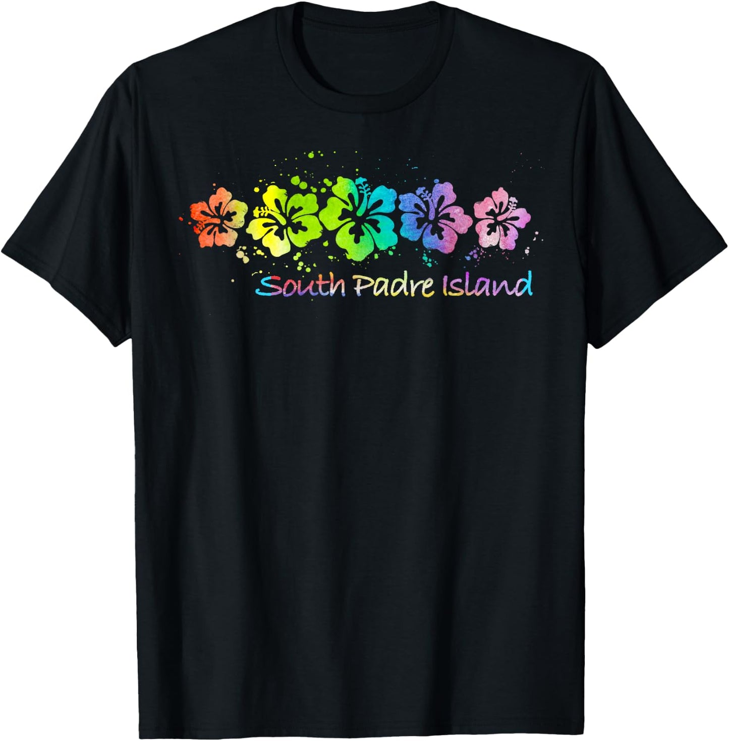 South Padre Island, TX Watercolor Beach & Surf T-Shirt - T-Shirt | Black