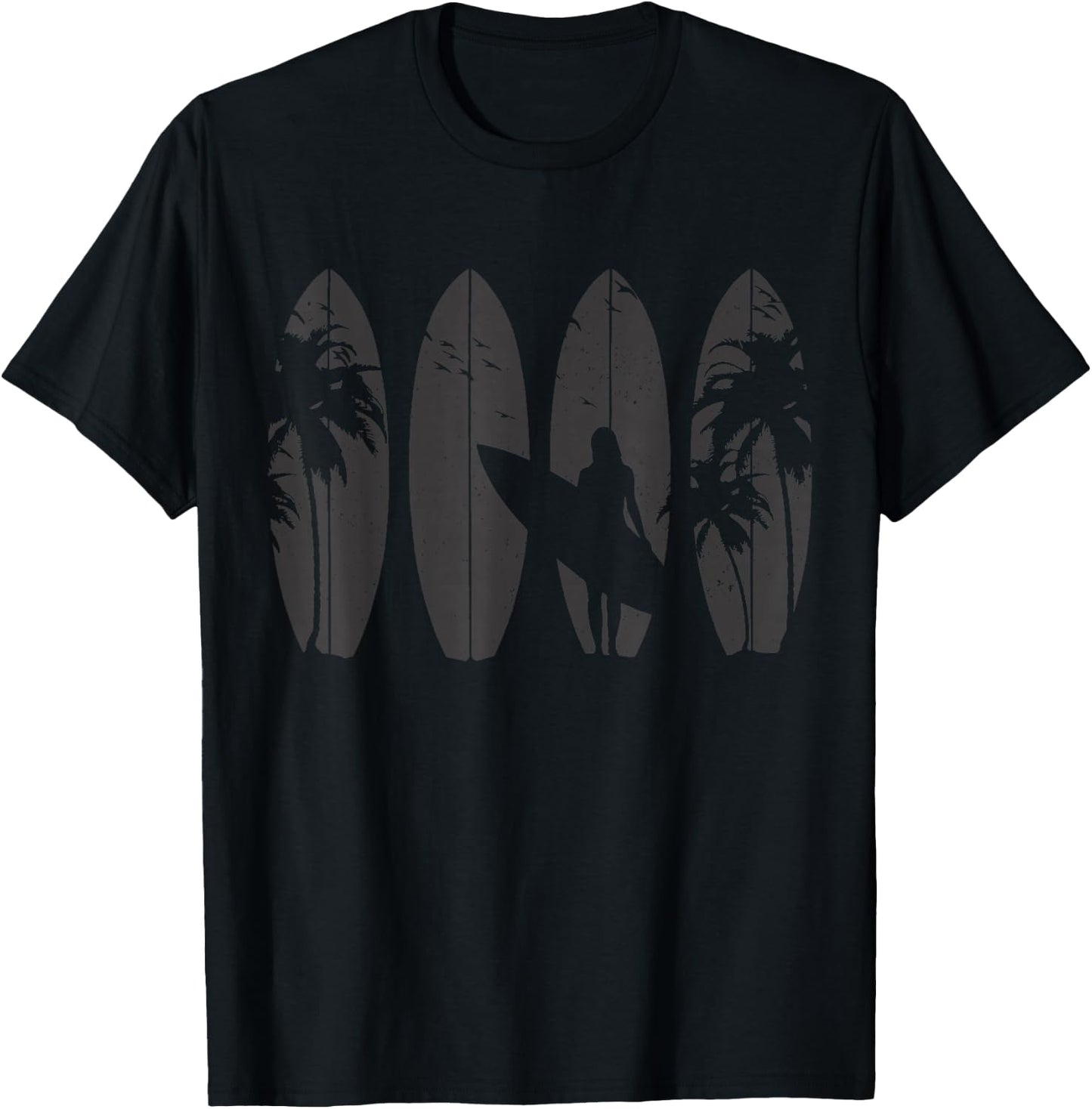 Surfer Gift Vintage Surfing Surf Board Beach T-Shirt - T-Shirt | Black