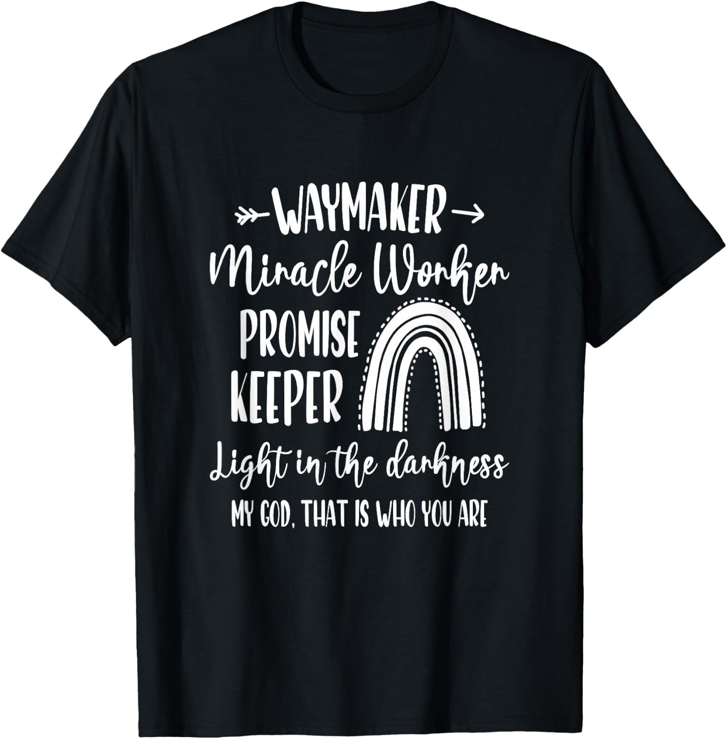 Kids Waymaker Miracle Worker Rainbow Christian T-Shirt - T-Shirt | Black