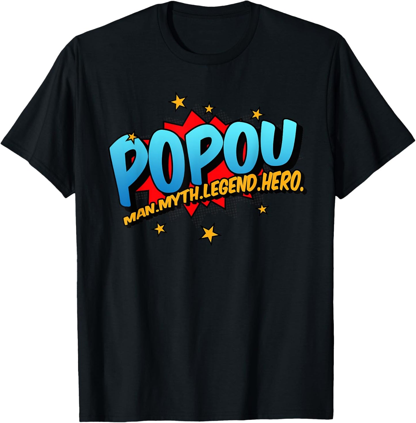 Popou Grandpa Man Myth Legend Hero Pop Art Comic Book T-Shirt - T-Shirt | Black